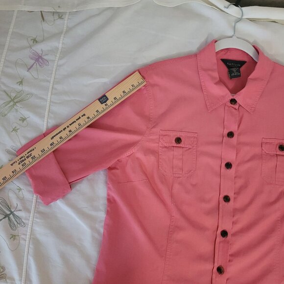 Pink Womens Button Shirt Van Heusen Size XL - Picture 14 of 15